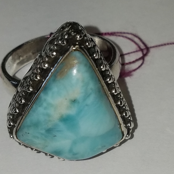 New Sterling Silver Larimar Ring Size 8.5 - Picture 6 of 6